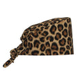 Cheetah Working Cap, Leopard Print Scrub Cap with Sweatband, Adjustable Tie Back Hat Breathable Headgear for Women/Men