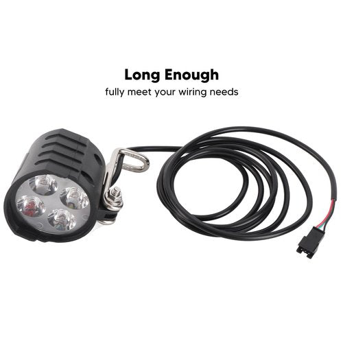CYTGOUPER 36V 48V 52V 60V Electric Scooter Front Light,3 Pin 12W EBike Headlight with 4 Light Beads Horn,Mini Ebike Front Lights with 1.5M Wire for Night Riding Motorcycle