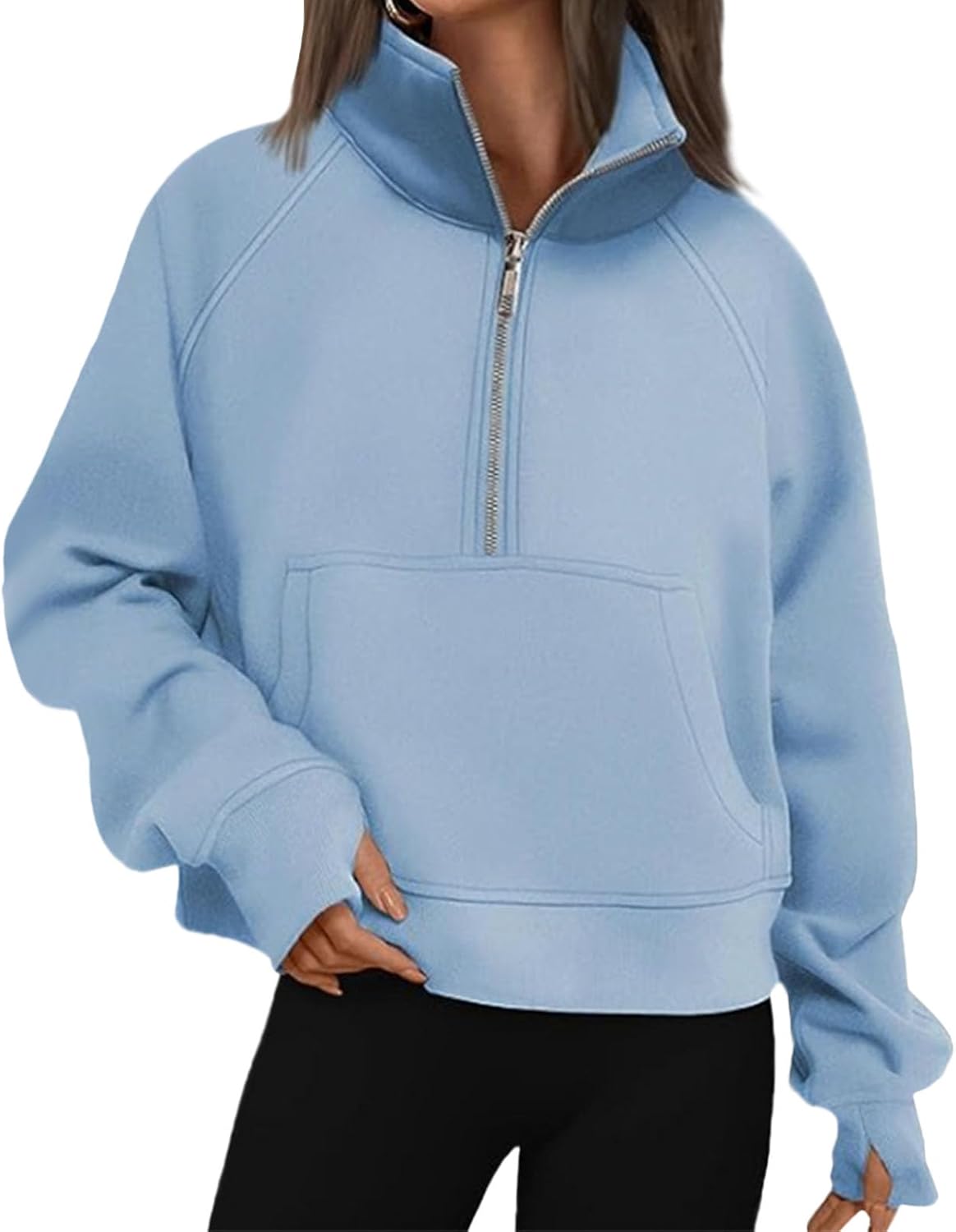 Skiennix Women's Baggy Long Sleeve Quarter-Zip Sweatshirt - Casual Fall Pullover in Plain Style
