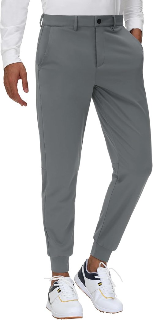 JWM Men's Stretch Golf Joggers - Slim Fit Tapered Pants with Belt Loops | Casual Business Travel Wear