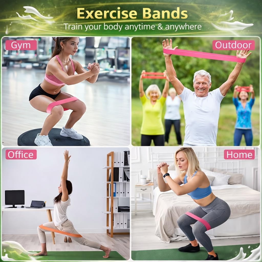 Skiennix Exercise Resistance Loop Bands - Set of 5 with Instruction Guide & Carry Bag