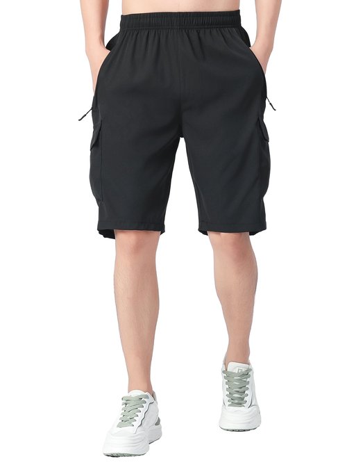 MOHEM Mens Hiking Cargo Shorts Lightweight Quick Dry Athletic Running Workout Shorts with Zip Pockets(Mhmencargopants-09069-Black05-XL)