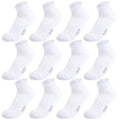 hakugoo Kids White Ankle Athletic Socks - 12 Pairs Cushioned Quarter Socks for Boys Girls, Breathable Mesh Cotton, 7-10 Years Youth (White, M)