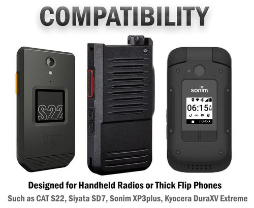 Case for Siyata SD7 Radio, Nakedcellphone Rugged Canvas Pouch Vertical Holster Holder [Metal Clip and Secure Belt Thread Loop Harness] for Rapid Radios - Black