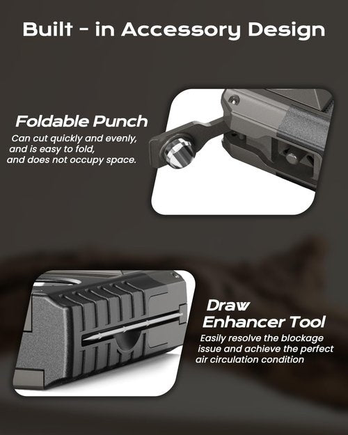 6-in-1 Torch Lighter, Torch Lighters with V & Straight Cutter, Windproof Triple Flame, Punch, Holder, and Draw Enhancer Tool, Butane Refillable Lighters, All-in-one Lighter Gifts for Men for Candles