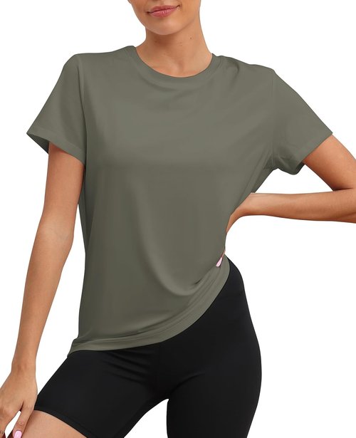 KevaMolly Workout Tops for Women - UPF50+ Breathable Short Sleeve Yoga & Running Tee