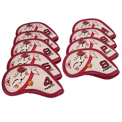 9pcs/Set Kitty Cat Design Golf Club Iron Head Covers 4-9,P,S,A Fit Right Hand Irons