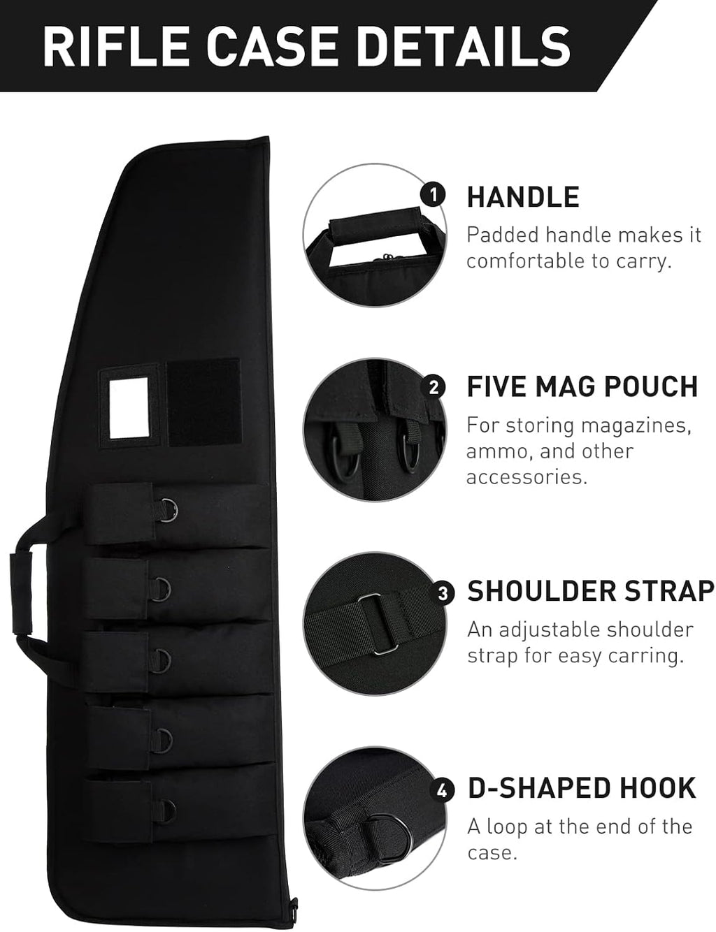 Skiennix Soft Rifle Case - Heavy Duty Scoped Range Gun Bag with 5 Pouches | Black 34 Inch