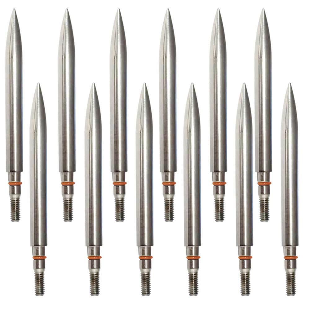 Field Points arrowheads 300 Grains Archery Field Points, 9/32" Stainless Steel Screw in Archery Field Tips and Broadheads (1 Dozen 12 PCS)