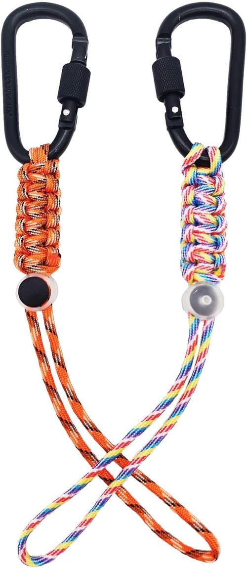 **Skiennix Heavy-Duty Locking Carabiner Clip - Detachable Paracord Lanyard for Camping & Hiking**