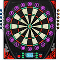 Beige Soft Tip Electronic Dart Board for Adults, 34 Games, Voice & LED Prompts