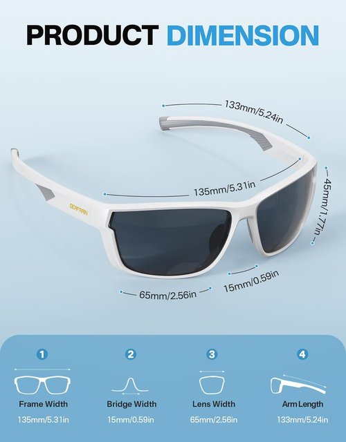 DEAFRAIN Polarized Sports Sunglasses - Unbreakable Frame with UV Protection | Ideal for Running, Fishing, Driving