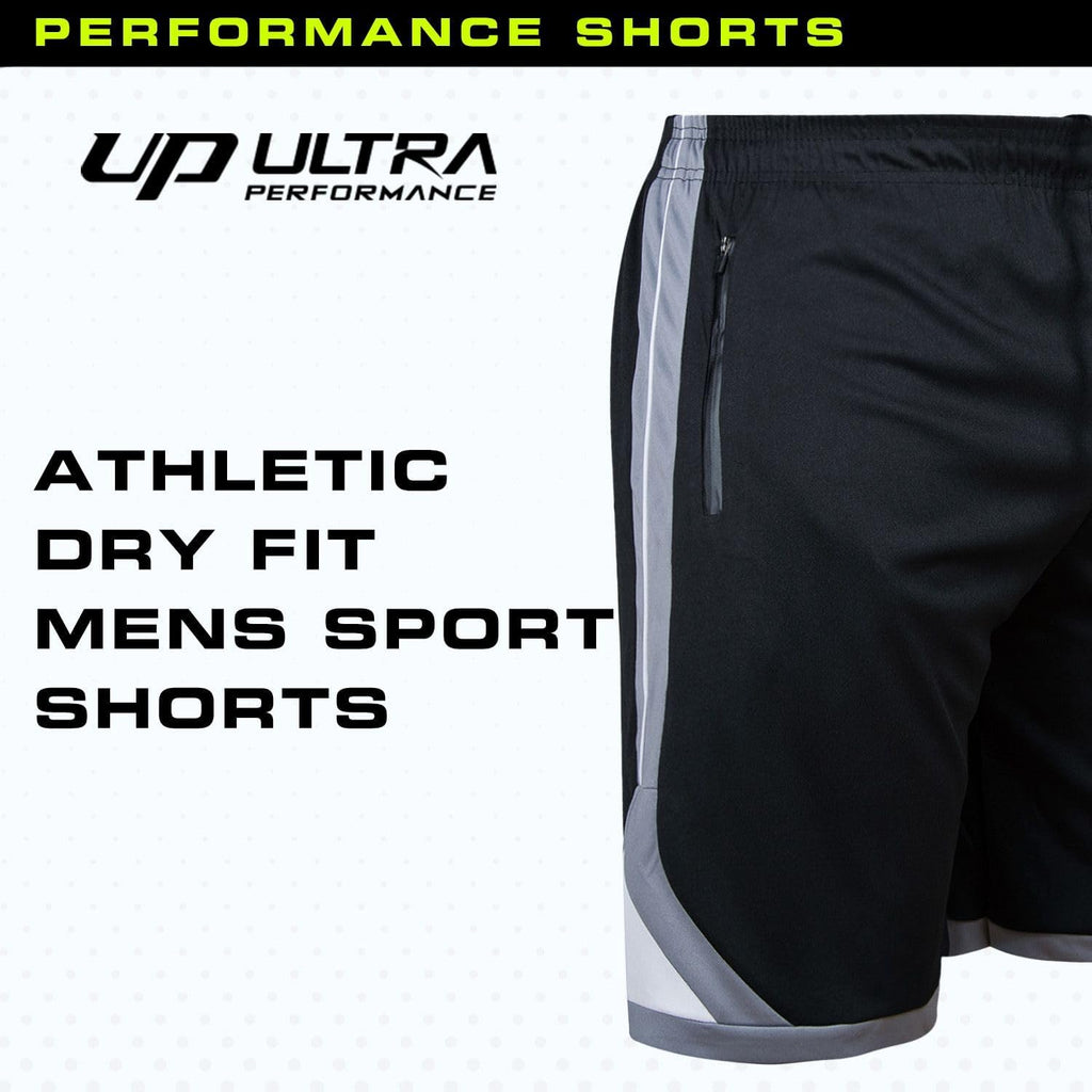 Ultra Performance Men's Athletic Running Shorts - 5 Pack Loose Fit Gym Shorts with Zippered Pockets