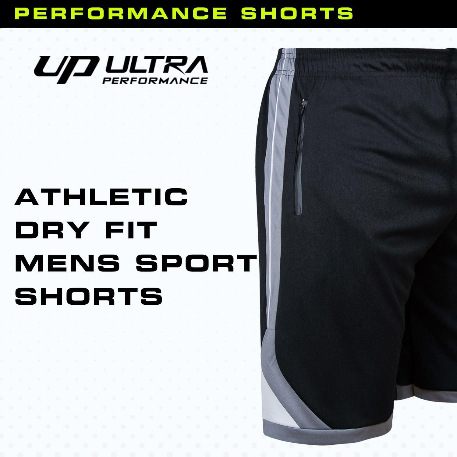 Ultra Performance Men's Athletic Running Shorts - 5 Pack Loose Fit Gym Shorts with Zippered Pockets