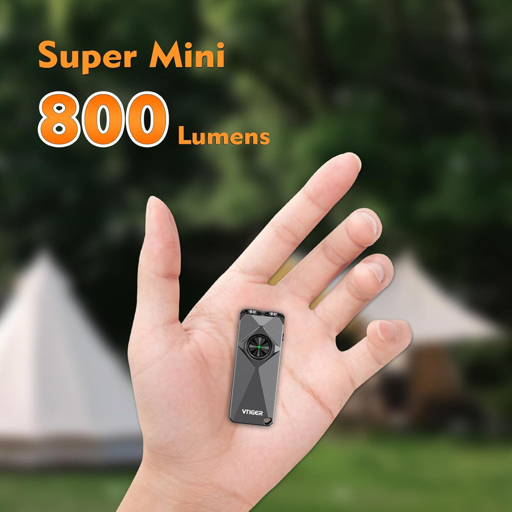 VTIGER K1 Keychain Flashlight - 800 Lumens USB Rechargeable Mini EDC Light | Compact & Portable Design