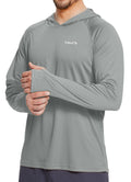baleaf Men's Sun Protection Hoodie Shirt UPF 50+ Long Sleeve UV SPF T-Shirts Rash Guard Fishing Swimming Lightweight Gray L