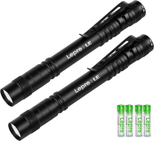 LE LED Pen Flashlights - Mini Waterproof Pocket Flashlight Set | Lightweight 2-Pack for Work & Emergencies