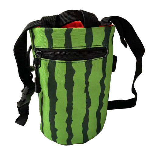Rockbuddy Chalk Bag for Rock Climbing - Bouldering Chalk Bucket with Quick-Clip Belt, Zipper Pocket and Brush Holder - Watermelon