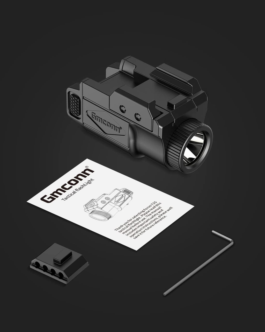 Gmconn 700 Lumen Pistol Light, Compact Adjustable Rail Mounted Flashlight Mini Weapon Light with Strobe Mode for Picatinny MIL-STD-1913, Glock (700 Lumen)