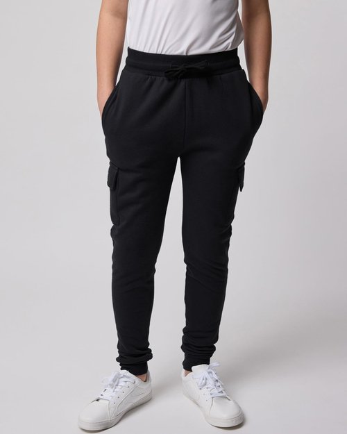 Real Essentials 3 Pack: Boys' Cotton Fleece Cargo Joggers Athletic Sweatpants - Kids Casual Sports Pants Pockets-Set 1, M, 8-10