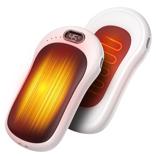Hand Warmers Rechargeable,2 Pack Double Sided Heating Warmer that Surrounds Warmth for Palm and Fingers,Magnetic Electric Handwarmers 10000mAh with Adjustable Temp,Winter Gifts for Men and Women
