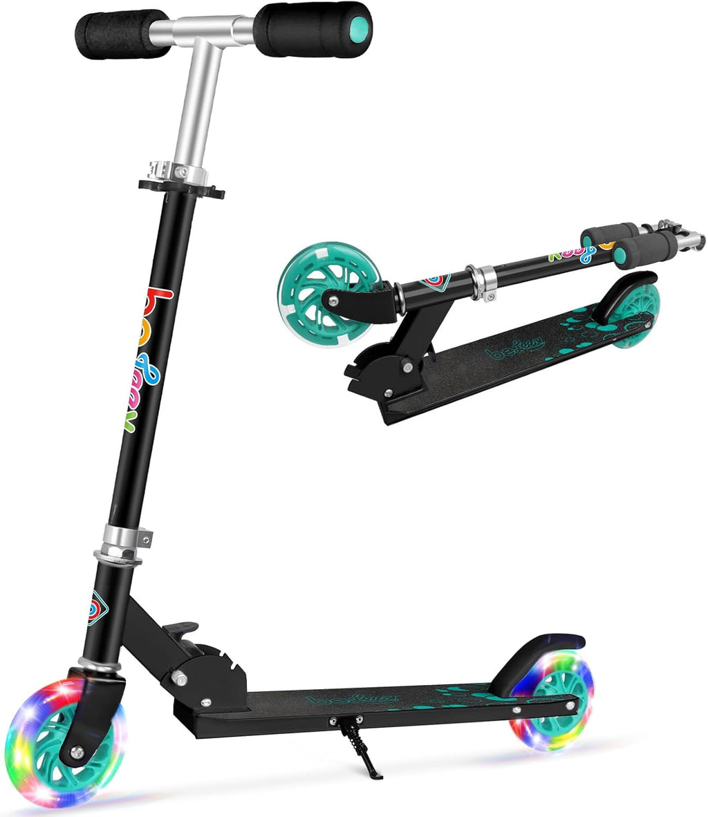 BELEEV V1 Kids Scooter - 2-Wheel Folding Kick Scooter with Light Up Wheels | Adjustable Height for Ages 3-12