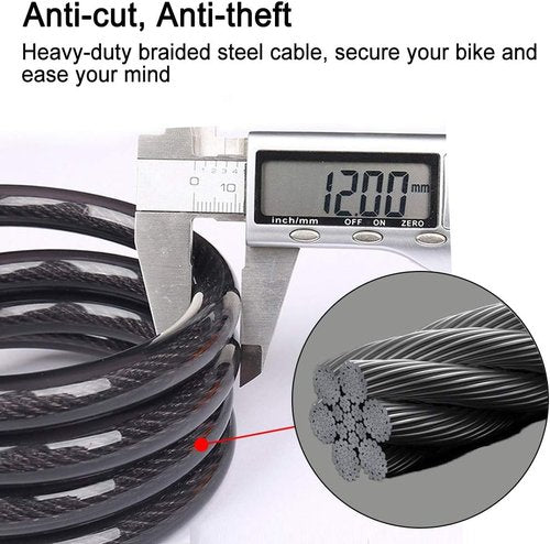 NDakter Bicycle Lock - High Security 5-Digit Resettable Combination Cable | 4/5.6 Feet Length, Heavy Duty Anti-Theft