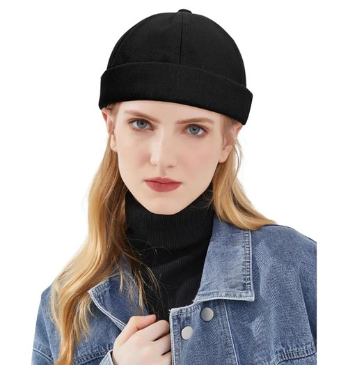DIYDECAL 3 Pack Mens Brimless Skullcap Sailor Docker Cap Rolled Cuff Retro Beanie Hat