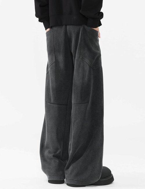 Fullneat Men’s Baggy Sweatpants Wide Leg Lounge Acid Wash Track Pants with Drawstring Elastic Waist and Oversized Pockets, Y2K Streetwear Loose Fit Casual Pants for Men & Women Unisex Washed Black