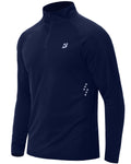 Roadbox UPF 50+ Long Sleeve Shirts for Men - Quarter Zip Pullover Quick Dry Rash Guard for Running Golf Fishing Workout Navy Blue