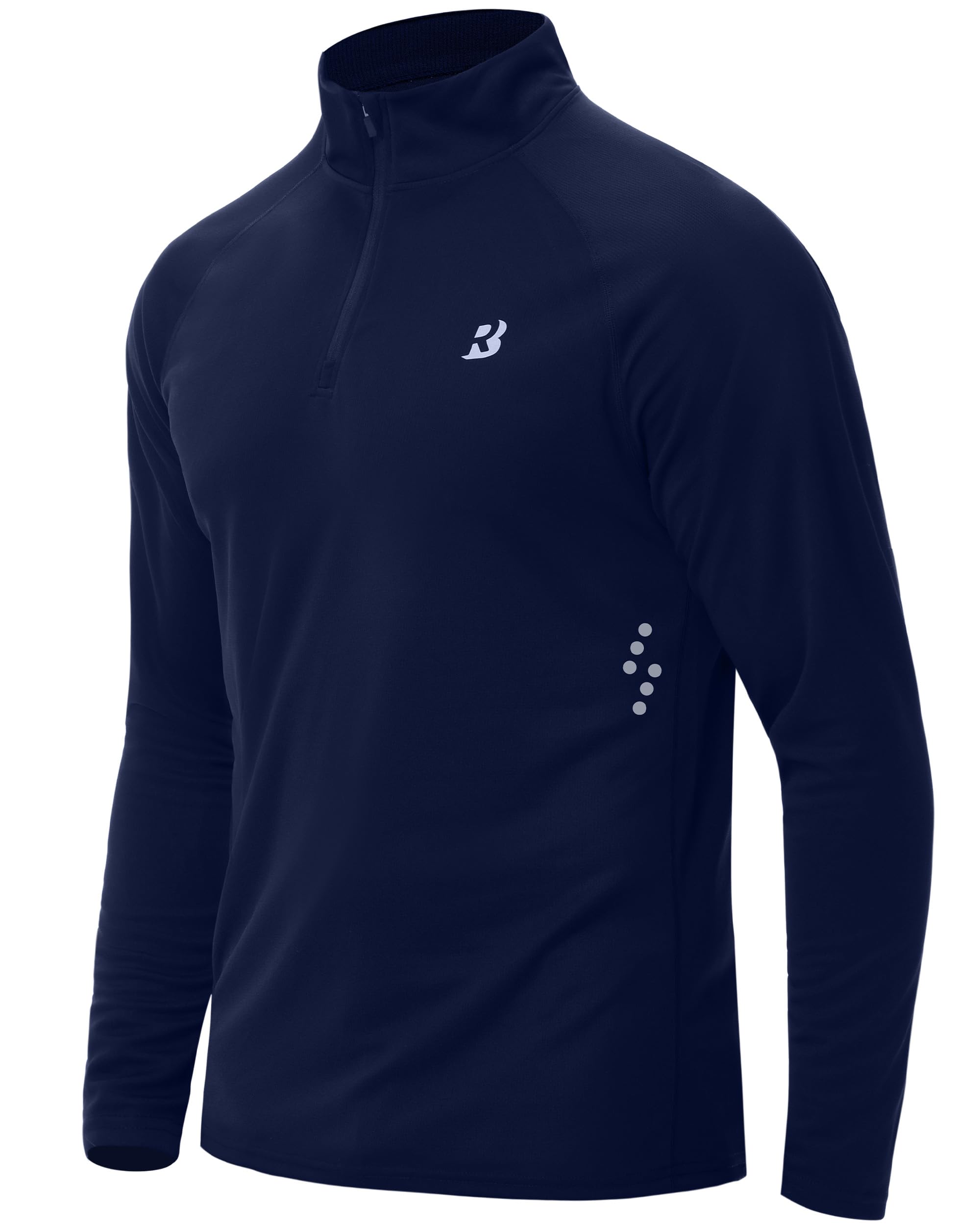Roadbox UPF 50+ Long Sleeve Shirts for Men - Quarter Zip Pullover Quick Dry Rash Guard for Running Golf Fishing Workout Navy Blue
