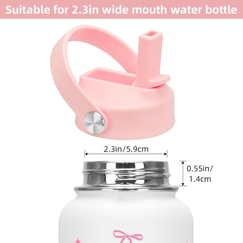 Hydro Flask Straw Lid - Leak-Proof Drinking Cap with Flexible Handle | Fits 12-40 oz Wide Mouth Bottles - Pink