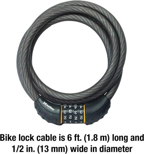 Master Lock Cable Lock - Set Your Own Combination | 6 Ft Long, Black, 8122D