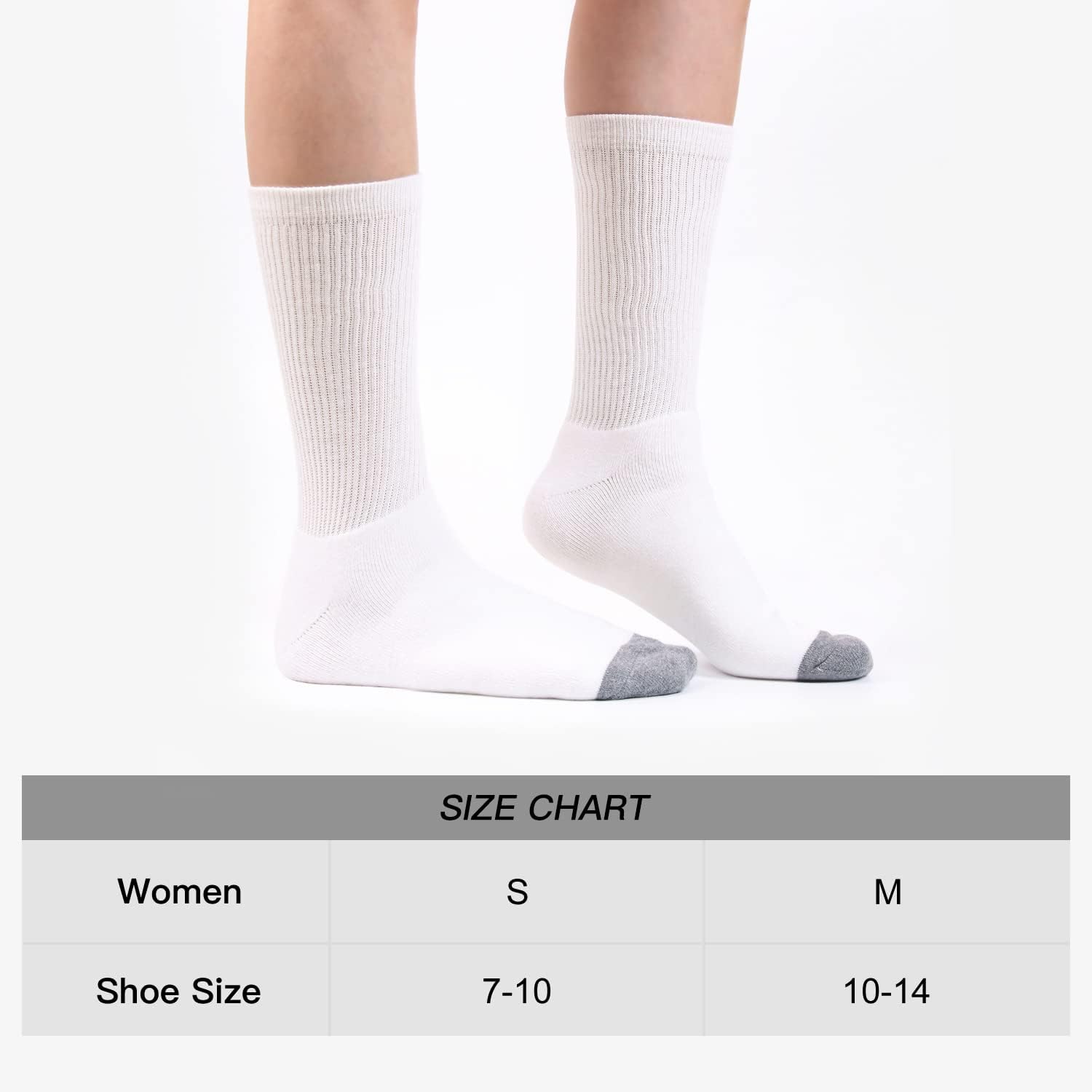 WANDER Women's Athletic Crew Socks - 8 Pairs of Cushioned Running Socks | Moisture-Wicking Cotton, Sizes 7-10 & 10-14