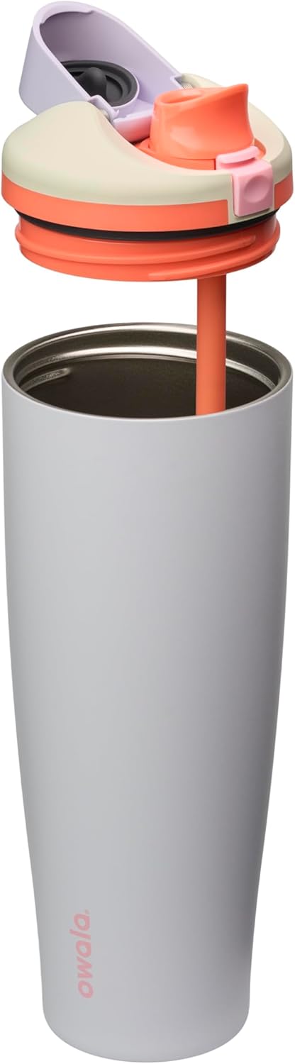 Owala FreeSip Tumbler - 40 oz. Stainless Steel - Stylish Mint & Purple Beach House Design
