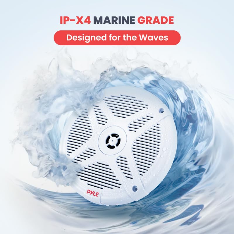 Pyle Snow 6.5-Inch Waterproof Marine Bluetooth Speakers - 600W Boat Audio