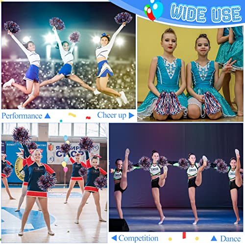 24 Pcs Cheerleading Pom Poms - 12.6 Inch Metallic Fan Pompoms for Sports & Dance