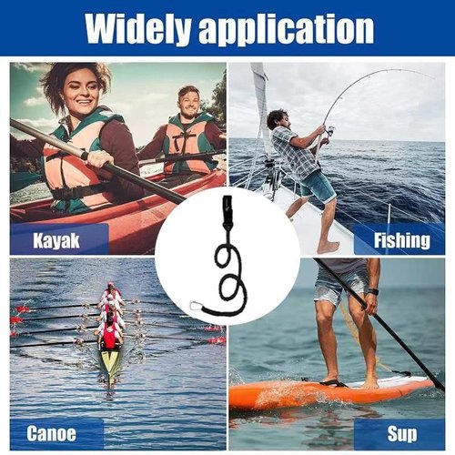 Kayak Paddle Leash - Stretchable Coiled Lanyard for Secure Fishing | Durable Kayak Accessories