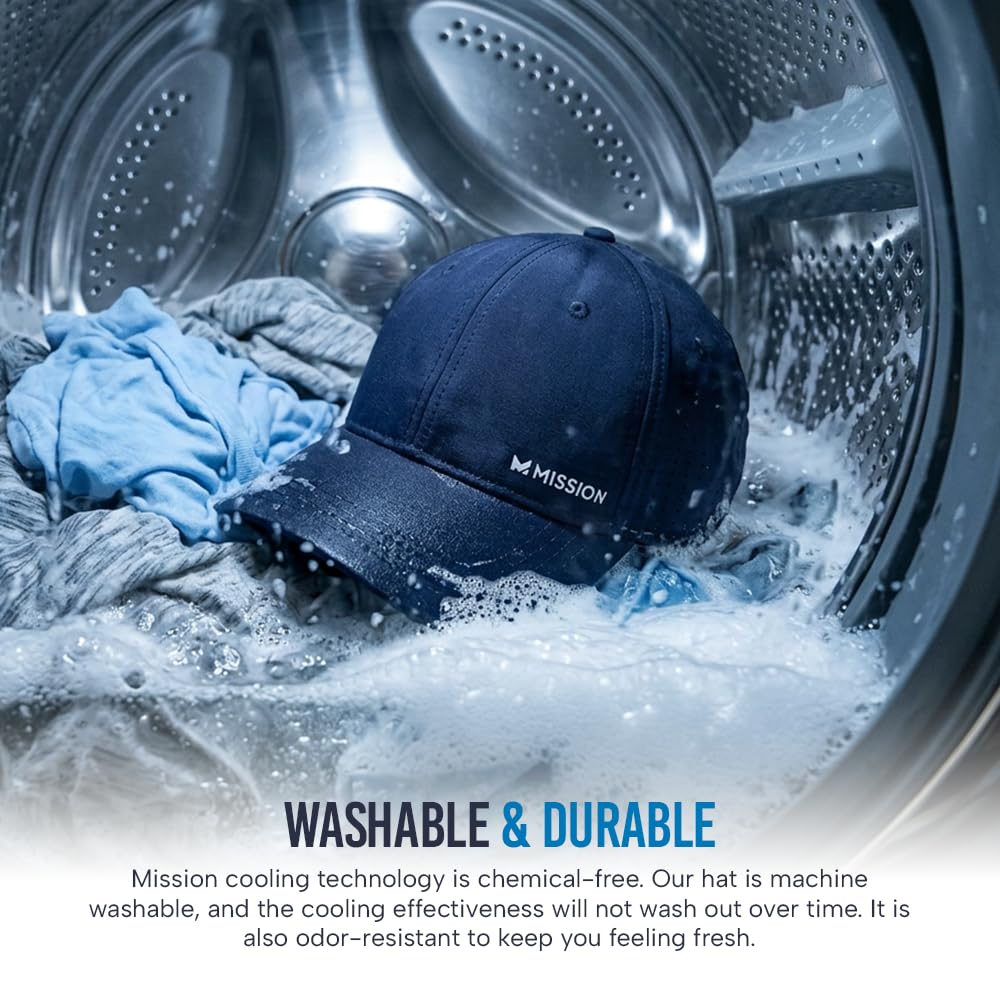 MISSION Cooling UPF Vented Performance Hat - Unisex One Size Cap for Workouts, Golf & Running - Sweat & Water Activated Technology - (Navy)