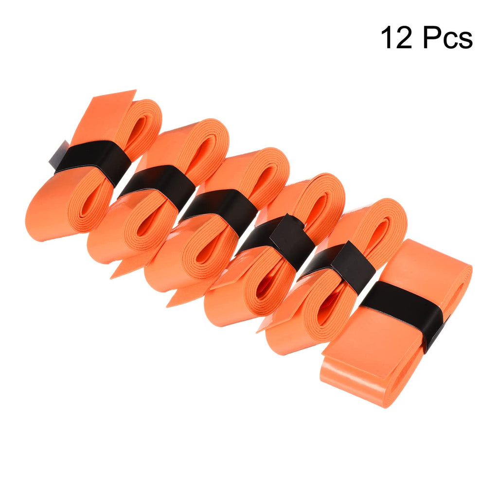 PATIKIL 43.3" Tennis Racket Grip Tape, 12 Pack PU Overgrip Stretchy Non-Slip Absorb Sweat for Badminton Fishing Rod, Orange