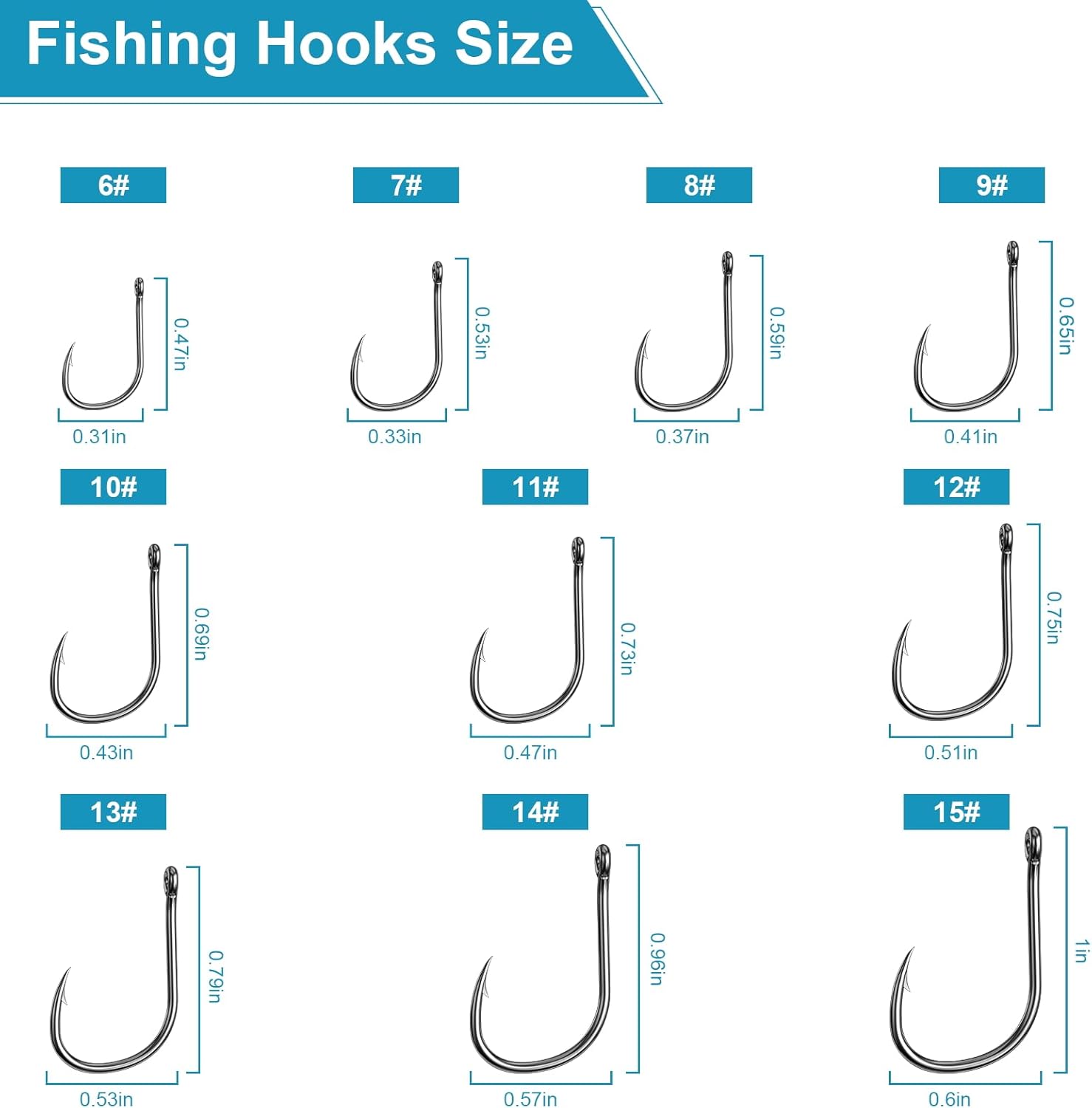 ReeMoo Premium Fishing Hooks - Strong Carbon Steel with Barbs | 500PCS in 10 Sizes with Portable Box