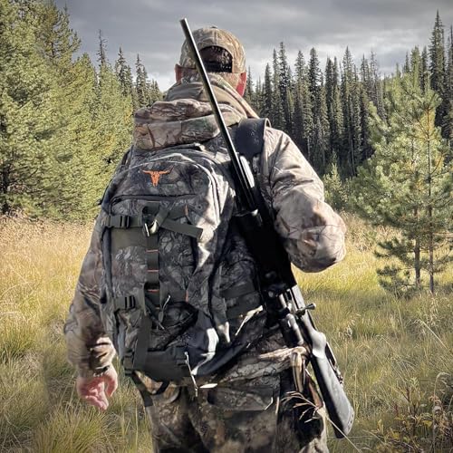 Forest Camo Hunting Backpack 40L with Rain Cover for Bow Rifle Gun - Large Capacity Tactical Day Pack