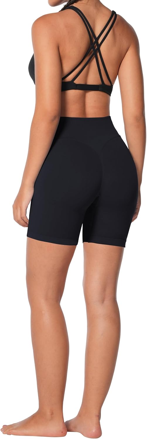 Sunzel Seamless Scrunch Butt Biker Shorts - High Waisted Booty Lifting Yoga & Gym Shorts with Tummy Control