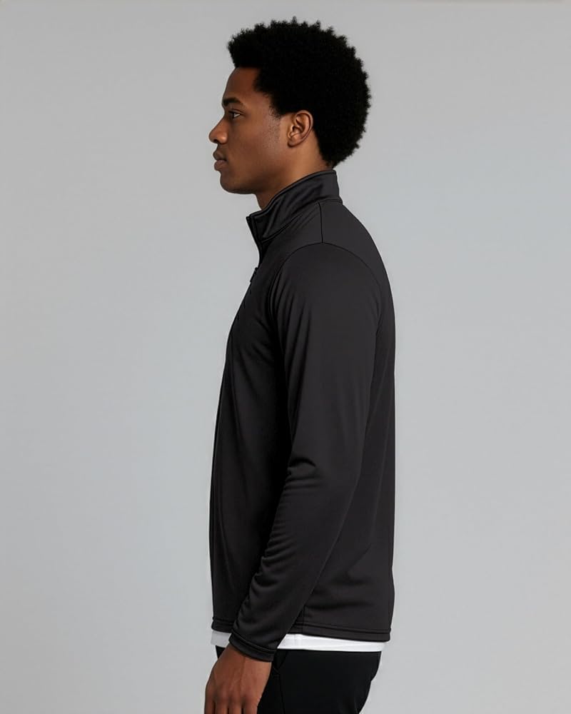 Real Essentials 3 Pack Men's Dry Fit Quarter Zip Long Sleeve Shirts Set G+Large+Standard