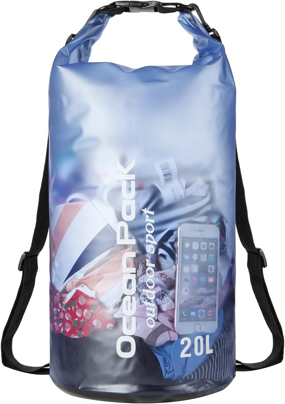 Skiennix Waterproof Dry Bag - 20L Roll Top Backpack for Kayaking & Boating | Blue