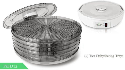NutriChef Electric Food Dehydrator - Multi-Tier High-Heat Circulation for Fruits, Vegetables & Jerky | 5 Stackable Trays