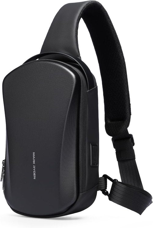 Mark Ryden Hard Shell Sling Backpack - Water Resistant Crossbody Bag with USB Charging Port | Ideal for Travel & Gym