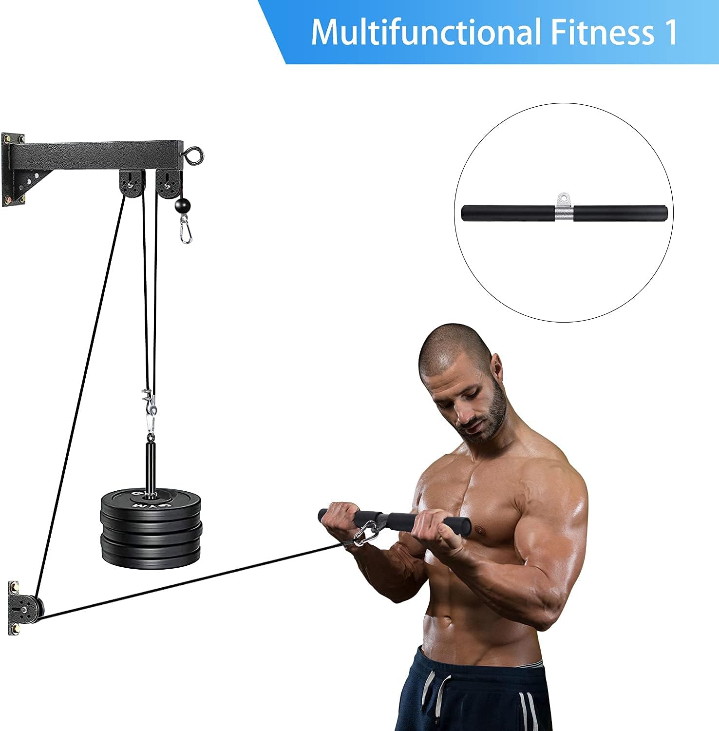TRENDBOX Gym Cable Machine Pulley System - LAT Pulldown Attachments for Home Fitness | Chest Expansion