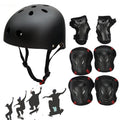 Besmall Adjustable Skateboard Skate Helmet with Protective Gear Knee Pads Elbow Pads Wrist Pads for Youth Outdoor Sports, BMX, Skateboard, Scooter, Bike, Roller, Kid's Protective Gear Set Black L