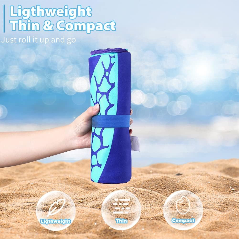 Skiennix Microfiber Beach Towels - Oversized 71"x32" Thin & Sand-Free for Travel, Pool, Yoga & Camping